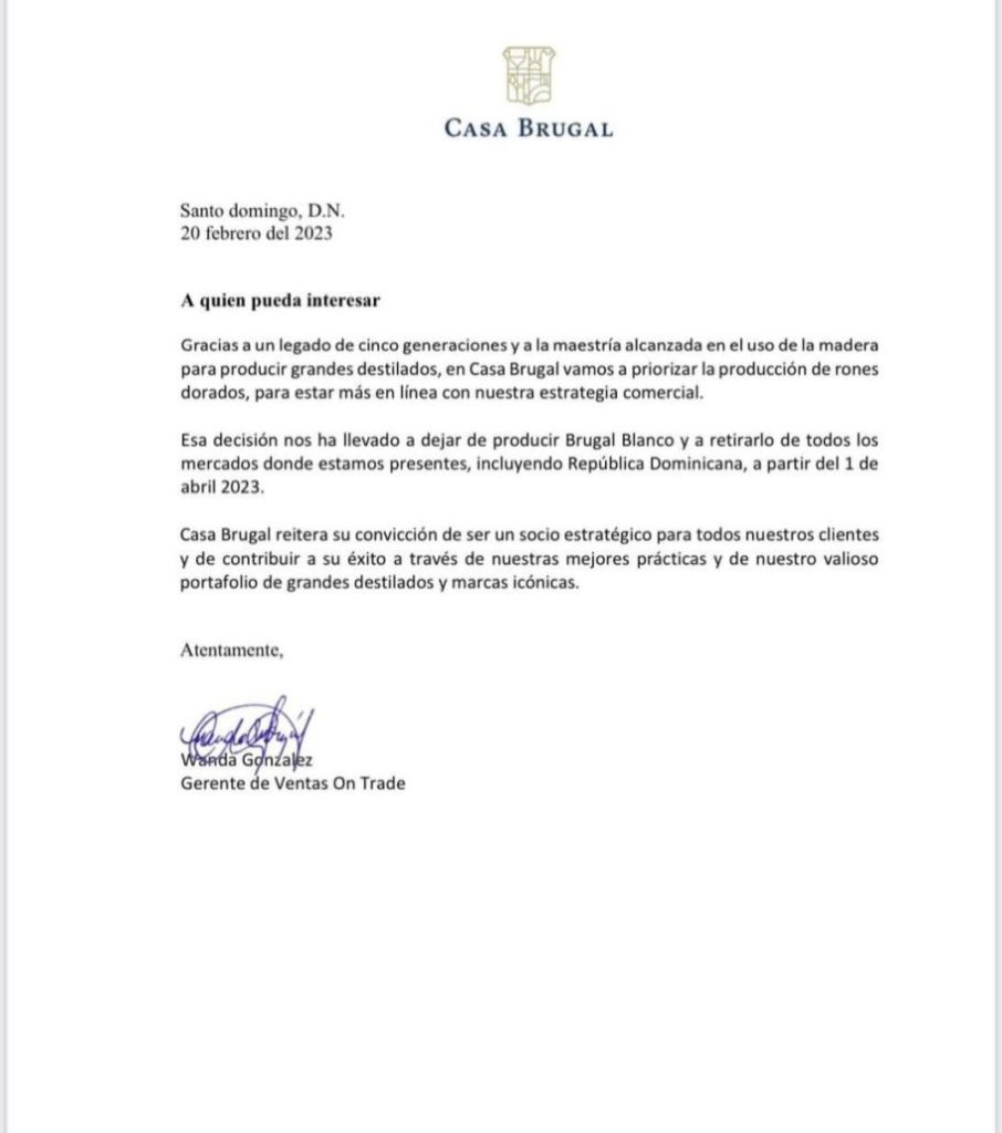 Ron Brugal Blanco sale del mercado dominicano a partir del 1 de abril - Noticias de hoy en República Dominicana | De Último Minuto