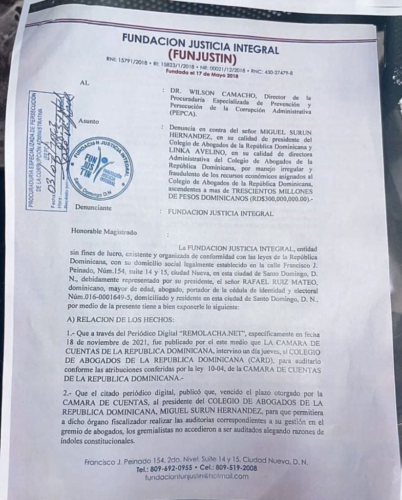 Someten a Miguel Surún ante la Pepca por supuestas irregularidades en Colegio de Abogados - Noticias de hoy en República Dominicana | De Último Minuto