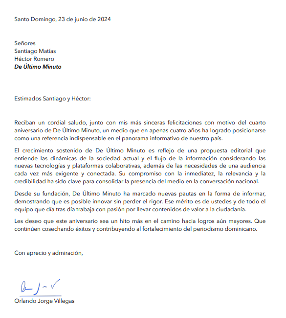 Orlando Jorge Villegas reconoce De Último Minuto ha marcado nuevas pautas en la forma de informar - Noticias de hoy en República Dominicana | De Último Minuto