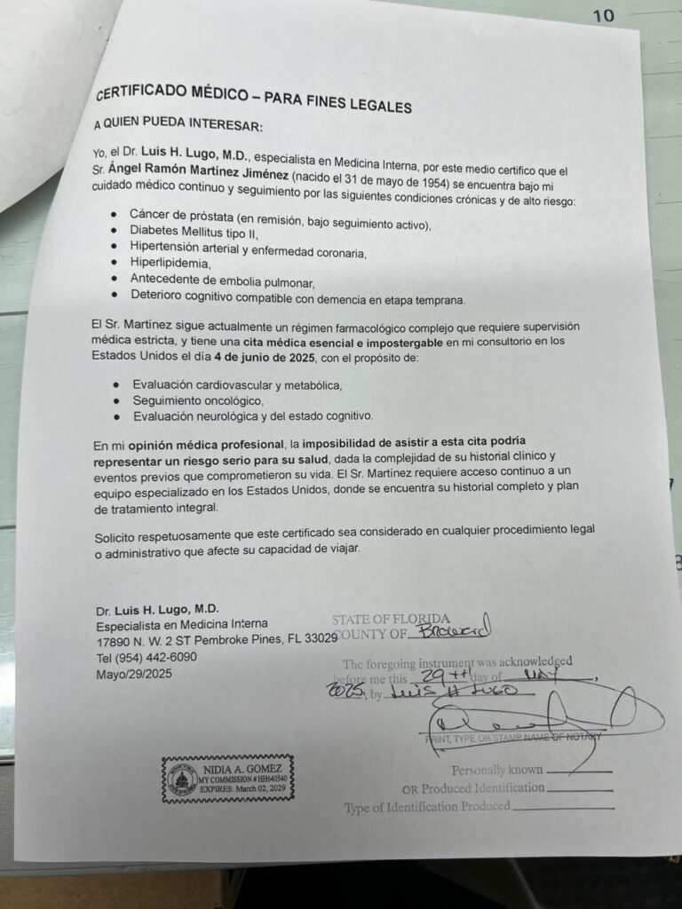 Request for lifting of exit impediment for Ángel Martínez for reasons | De Último Minuto English