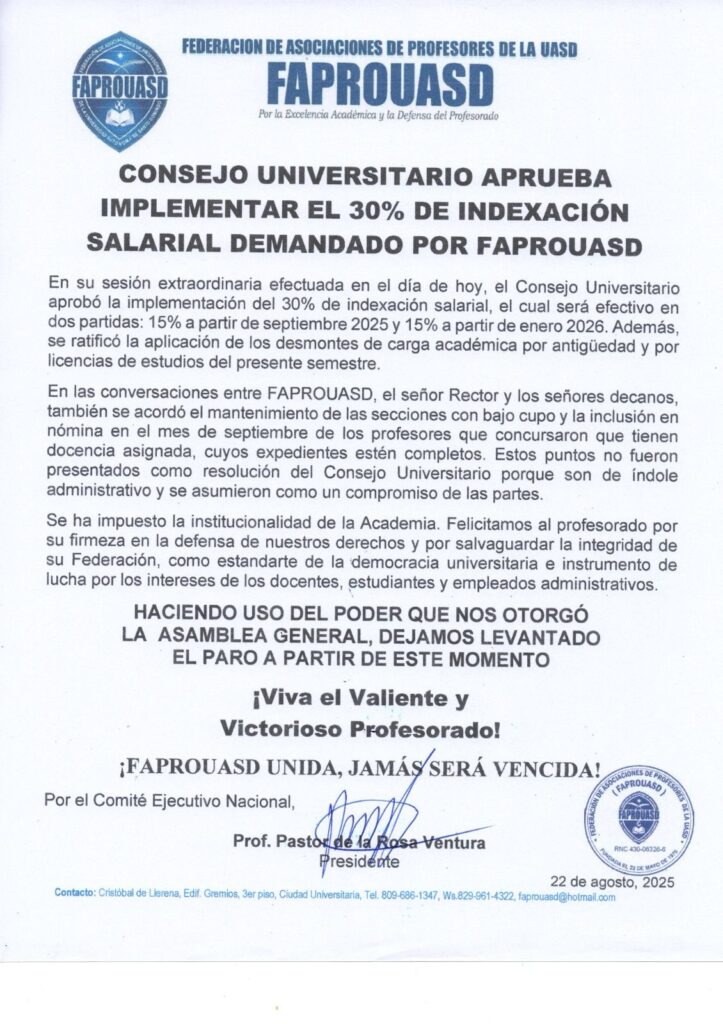 30% salary increase approved for UASD professors | De Último Minuto English