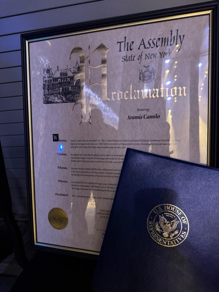 La Asamblea Estatal de Nueva York proclama a Aramis Camilo como “Embajador Global del Merengue” - Noticias de hoy en República Dominicana | De Último Minuto