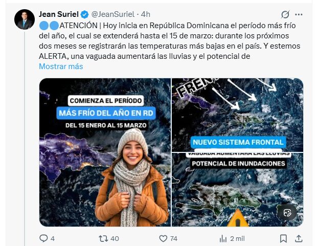 Inicia hoy en el país el período más frío del año - Noticias de hoy en República Dominicana | De Último Minuto