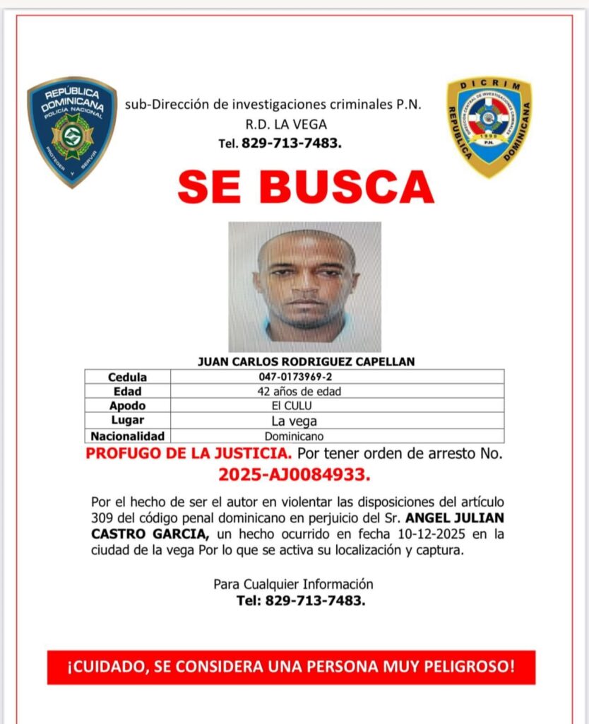 Hombre acusado de golpes y heridas se entrega voluntariamente tras ser buscado por la Policía en La Vega - Noticias de hoy en República Dominicana | De Último Minuto