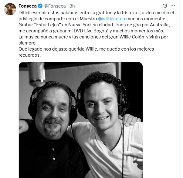 Figuras del arte expresan dolor por fallecimiento de Willie Colón - Noticias de hoy en República Dominicana | De Último Minuto