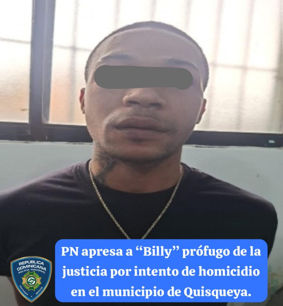 PN apresa a “Billy”, prófugo de la justicia por intento de homicidio en el municipio de Quisqueya